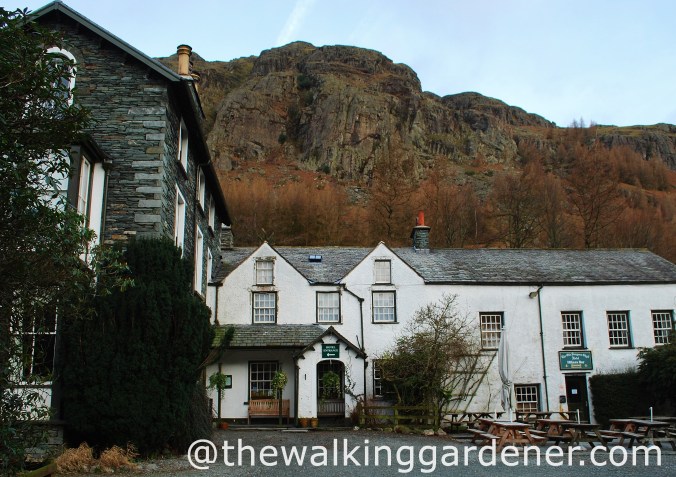 The Old Dungeon Ghyll with Hikers Bar, right. Feb 2012